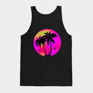 Vaporwave Palm Trees: 80's, 90's Hot Pink, Purple, And Yellow Retro Vintage Sunset Tropical Vaporwave Tank Top